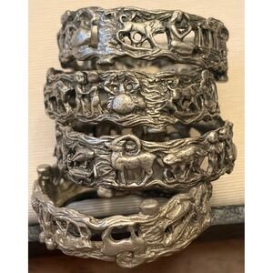 Vintage E Vincent Gallo‎ 1989 Pewter Animal Figure Rings Napkin Rings